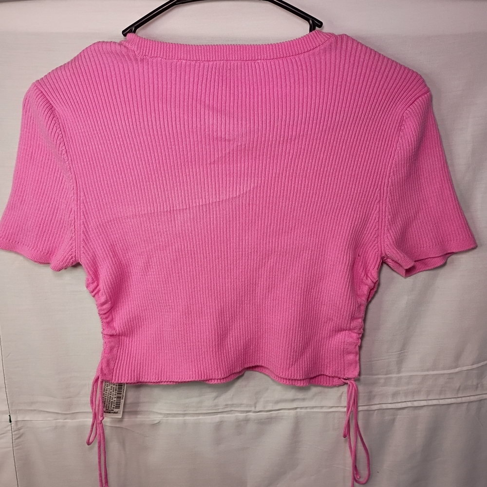 Zara Vibrant Pink Ribbed Crop Top - Picture 4 of 5